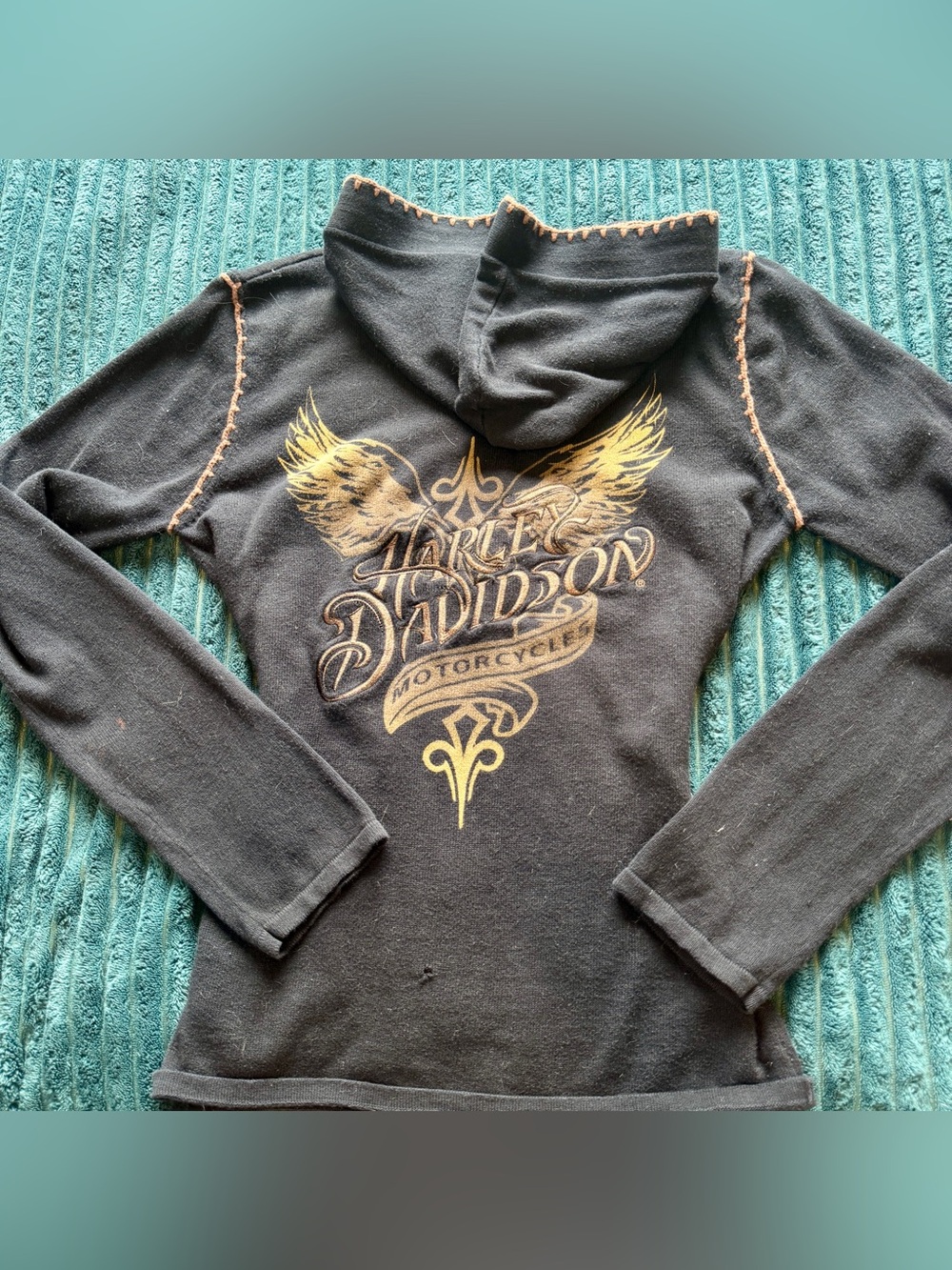 Harley-Davidson Women's Black Zip Hoodie with Contrast Stitching - Picture 7 of 8